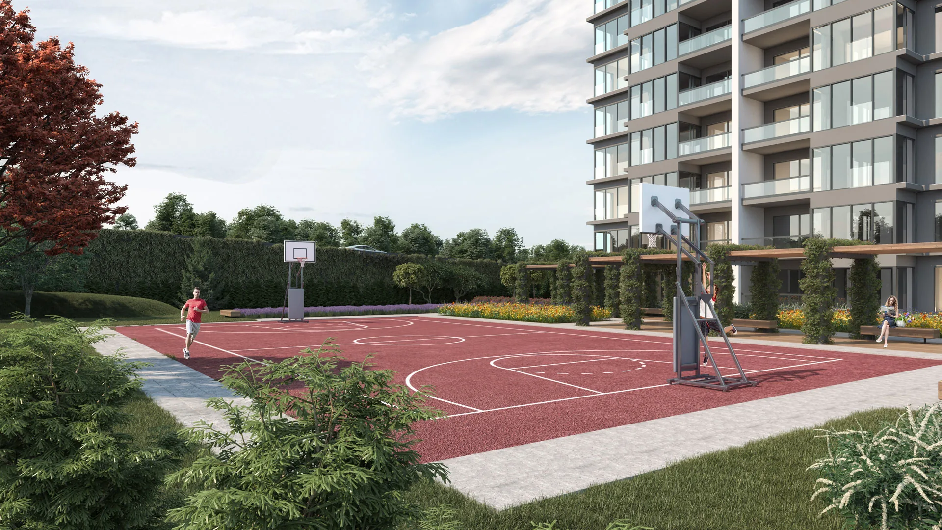 Avend Nefes açık spor alanı için hazırlanmış peyzaj görselleştirmesi