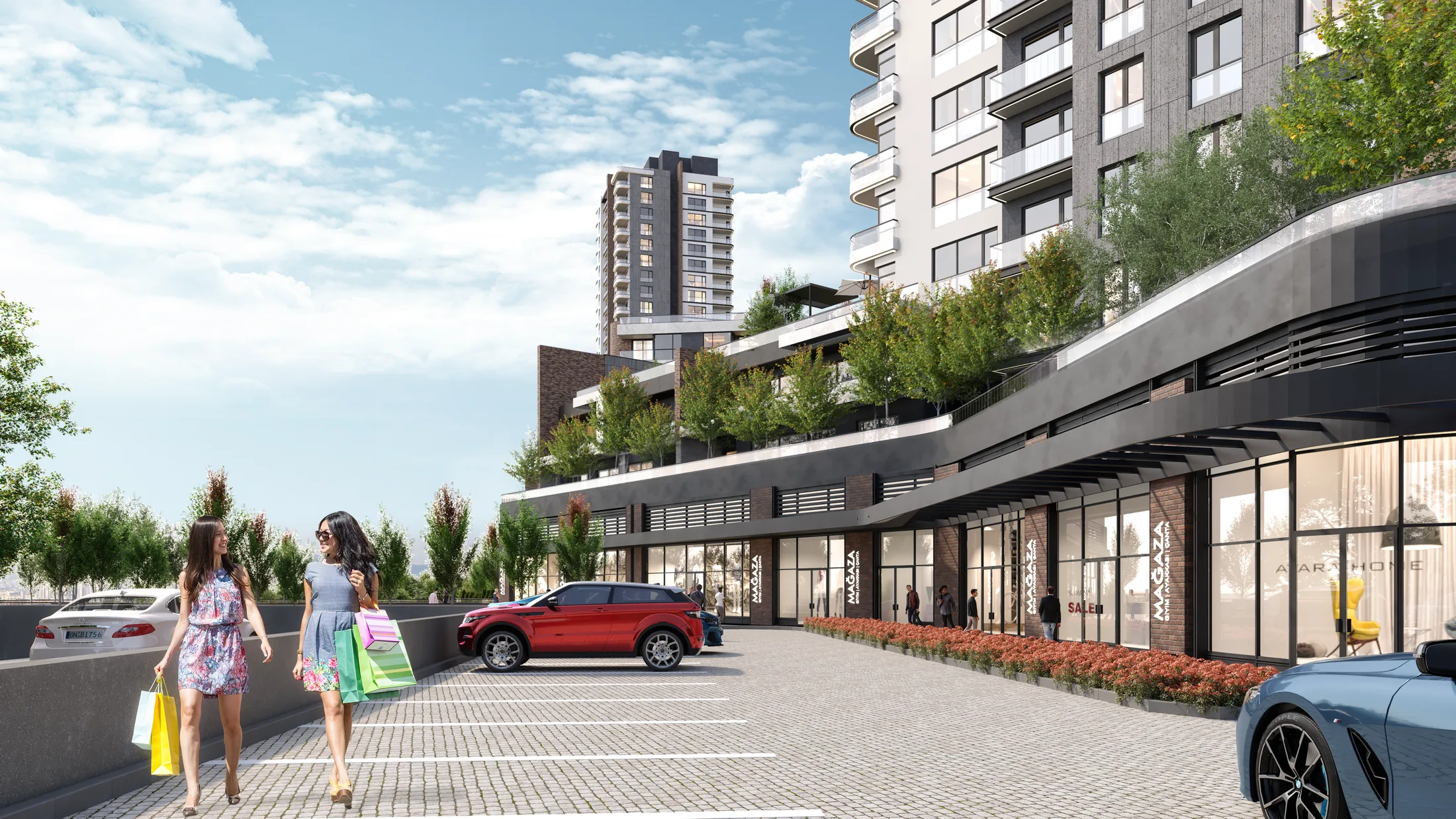 Nefes Ankara ticaret aksının yaya ölçeğindeki görselleştirmesi: dükkânlar ve açık promenad